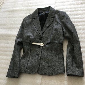Stylish Belt Blazer Tweed Suit Jacket